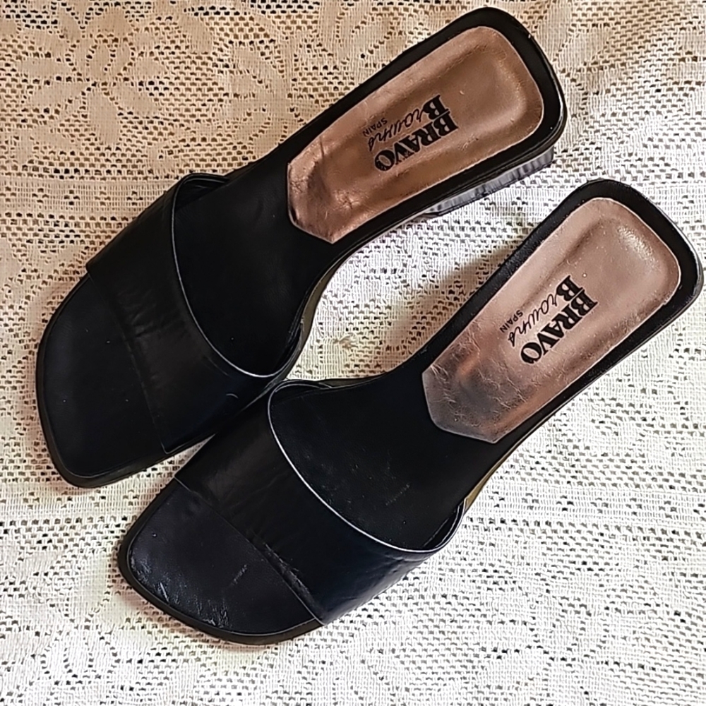 Browns Black Leather Mules